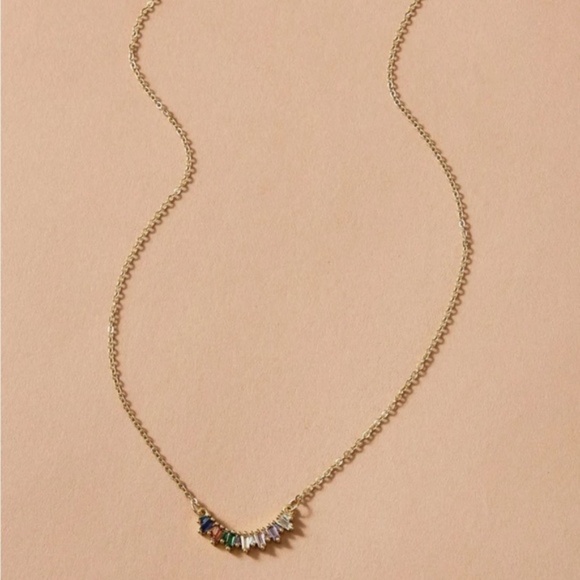 Gold 3/$30 Colored Rhinestone Pendant Necklace - Picture 2 of 3